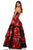 Sherri Hill - 52624 Floral Strapless Ball Gown In Red and Black