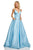 Sherri Hill - 52629 Satin Deep V- Neckline A Line Dress In Blue