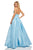 Sherri Hill - 52629 Satin Deep V- Neckline A Line Dress In Blue