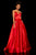 Sherri Hill - 52629 Satin Deep V- Neckline A Line Dress In Red