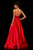 Sherri Hill - 52629 Satin Deep V- Neckline A Line Dress In Red