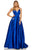 Sherri Hill - 52629 Satin Deep V- Neckline A Line Dress In Blue
