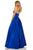 Sherri Hill - 52629 Satin Deep V- Neckline A Line Dress In Blue