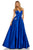 Sherri Hill - 52629 Satin Deep V- Neckline A Line Dress In Blue