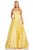 Sherri Hill - 52629 Satin Deep V- Neckline A Line Dress In Yellow