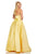 Sherri Hill - 52629 Satin Deep V- Neckline A Line Dress In Yellow