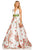 Sherri Hill - 52632 V-Neck Long Print Dress In White and Multi