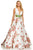Sherri Hill - 52632 V-Neck Long Print Dress In White and Multi