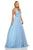 Sherri Hill - 52640 Glitter Chiffon Deep V-neck A-line Dress In Blue