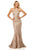 Sherri Hill - 52644 Metallic Lace Halter Mermaid Dress With Train In Pink and Gold