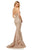 Sherri Hill - 52644 Metallic Lace Halter Mermaid Dress With Train In Pink and Gold