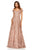 Sherri Hill - 52650 Cap Sleeve Off Shoulder Feather-Fringed Dress In Pink and Gold