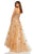 Sherri Hill - 52651 Floral Applique Sweetheart A-line Tulle Gown In Gold