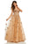 Sherri Hill - 52651 Floral Applique Sweetheart A-line Tulle Gown In Gold