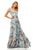 Sherri Hill - 52667 V-Neck Ruffled A-line Long Dress In Blue and Multi