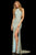 Sherri Hill - 52683 Halter High Neckline Beaded Dress In Blue and Gold