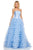 Sherri Hill - 52690 Strapless Straight Neck Ruffled Tulle Ballgown In Blue