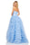 Sherri Hill - 52690 Strapless Straight Neck Ruffled Tulle Ballgown In Blue