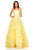 Sherri Hill - 52690 Strapless Straight Neck Ruffled Tulle Ballgown In Yellow