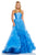 Sherri Hill - 52693 Strapless Ruffle Fringed Tulle Ball Gown In Blue
