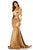 Sherri Hill - 52698 Long Sleeve Deep V-neck Mermaid Dress In Gold