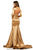Sherri Hill - 52698 Long Sleeve Deep V-neck Mermaid Dress In Gold