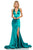 Sherri Hill - 52702 Deep Halter V-neck Mermaid Dress With Train In Green