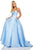 Sherri Hill - 52725 Deep V- Neckline Mikado A Line Dress In Blue