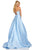 Sherri Hill - 52725 Deep V- Neckline Mikado A Line Dress In Blue