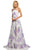 Sherri Hill - 52727 Asymmetric Long Print Dress In White and Purple