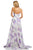 Sherri Hill - 52727 Asymmetric Long Print Dress In White and Purple