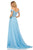 Sherri Hill - 52729 Lace Off The Shoulder Chiffon A-line Dress In Blue
