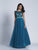 Dave & Johnny - A5274 Beaded Sheer Scoop Evening Gown in Green