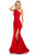 Sherri Hill - 52752 One Shoulder Fitted High Slit Mermaid Dress In Red