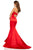 Sherri Hill - 52753 Satin Strapless Fitted Dress with Sweep train In Red