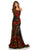 Sherri Hill - 52761 One Shoulder Fitted Floral Dress In Black and Red