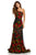 Sherri Hill - 52761 One Shoulder Fitted Floral Dress In Black and Red
