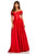 Sherri Hill - 52769 Surplice Foldover Off Shoulder Satin Gown In Red