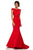 Sherri Hill - 52772 Lace Bateau Neck Mermaid Dress With Train In Red