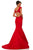 Sherri Hill - 52772 Lace Bateau Neck Mermaid Dress With Train In Red