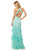 Sherri Hill - 52798 Ruffle Detailed Halter Neck Two Piece Long Dress In Blue and Green