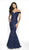 Intrigue by Blush - 528 Lace Off-Shoulder Mermaid Dress In Blue