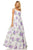 Sherri Hill - 52815 Square Long Print Dress In White and Purple
