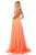 Sherri Hill - 52818 Long Appliqued Illusion Midriff Chiffon Dress In Orange