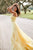 Sherri Hill - 52822 Strapless Chiffon A-Line Gown with Lace Appliques In Yellow