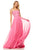 Sherri Hill - 52822 Strapless Chiffon A-Line Gown with Lace Appliques In Pink