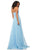 Sherri Hill - 52822 Strapless Chiffon A-Line Gown with Lace Appliques In Blue
