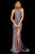 Sherri Hill - 52826 Glitter Stretch Long Fitted Dress In Purple and Silver