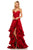 Sherri Hill - 52834 Crisscross Bodice Ruffled High Low Gown In Red