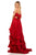 Sherri Hill - 52834 Crisscross Bodice Ruffled High Low Gown In Red